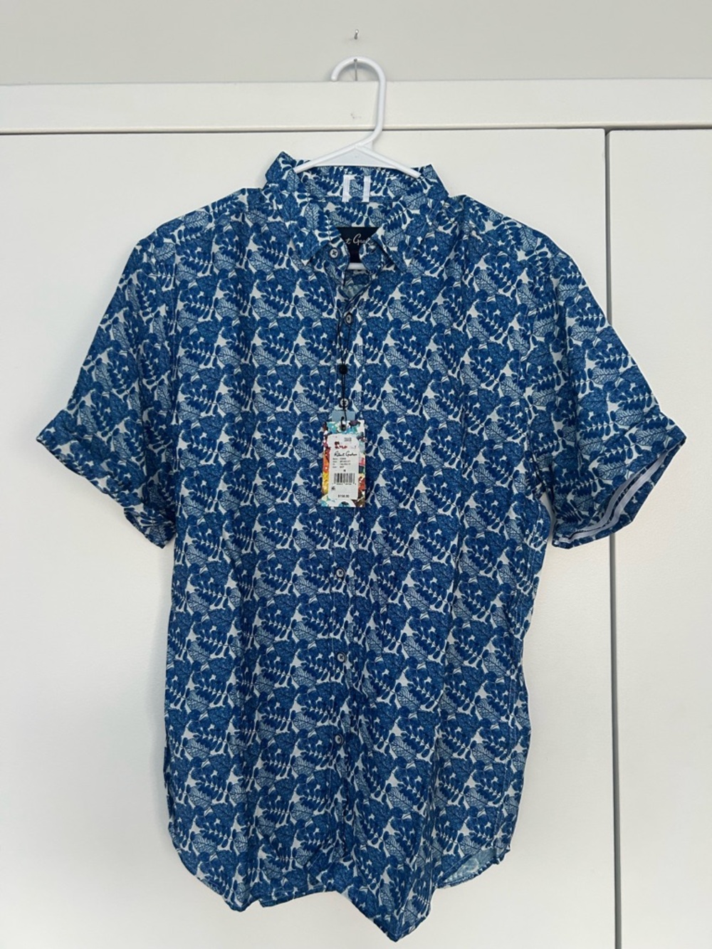 Robert Graham Blue Printed Short-Sleeve Button-Down Shirt